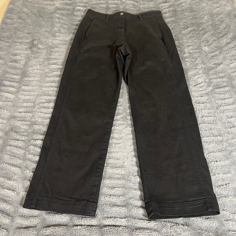 Banana Republic Women Black Straight Fit Chino Pants Size 6 Stretch Cotton AP680
